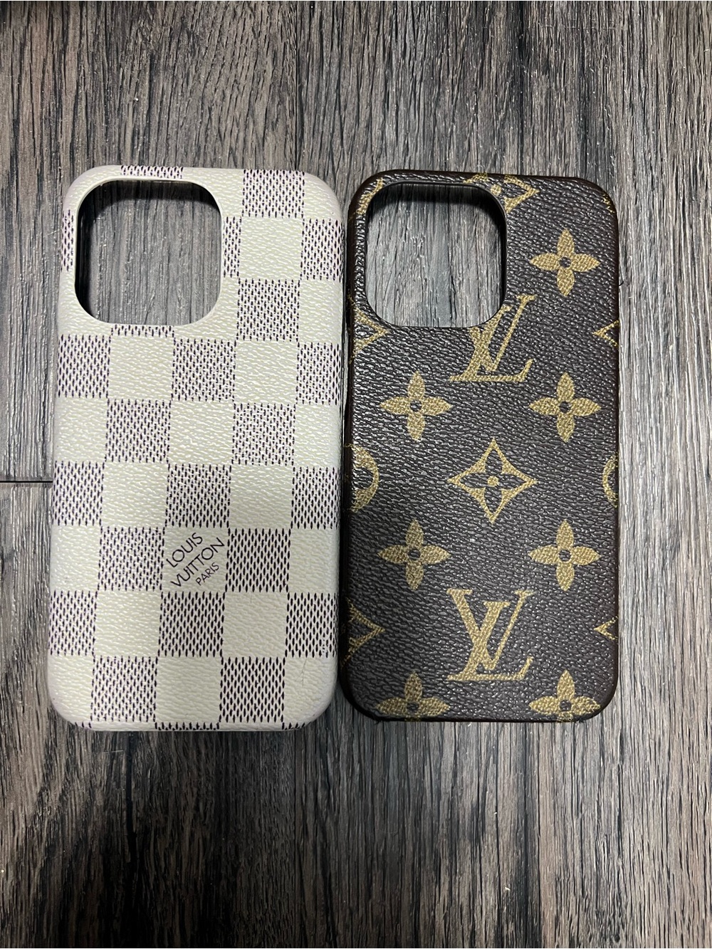 Designer Inspired Brown Monogram & White Checkered Designer Phone Case Duo